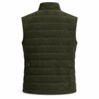 Men's Original Premium Olive Green Quilted Zip Suede Leather Vest Coat