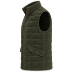 Men's Original Premium Olive Green Quilted Zip Suede Leather Vest Coat