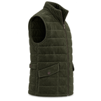 Men's Original Premium Olive Green Quilted Zip Suede Leather Vest Coat