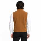 Men's Brown Premium Original Stand-Collar Zip Suede Leather Vest Coat