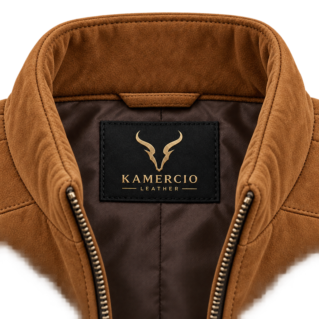 Men's Brown Premium Original Stand-Collar Zip Suede Leather Vest Coat