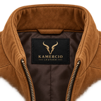 Men's Brown Premium Original Stand-Collar Zip Suede Leather Vest Coat