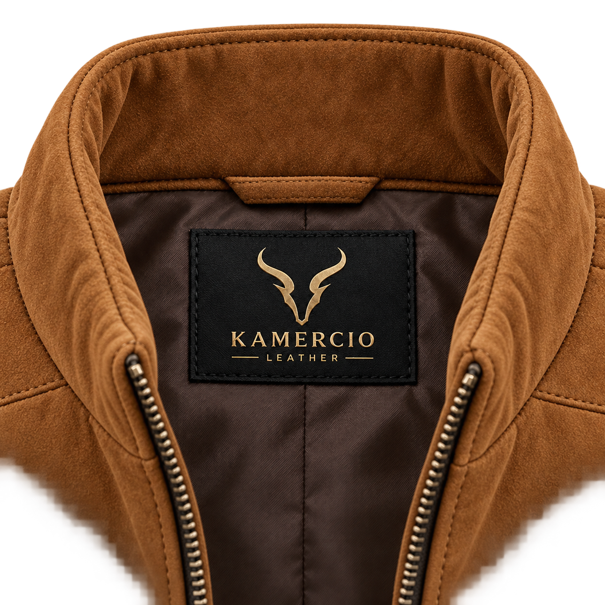 Men's Brown Premium Original Stand-Collar Zip Suede Leather Vest Coat