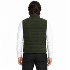 Men’s Premium Green Quilted Zip-Up Original Suede Leather Vest Coat