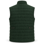 Men’s Premium Green Quilted Zip-Up Original Suede Leather Vest Coat