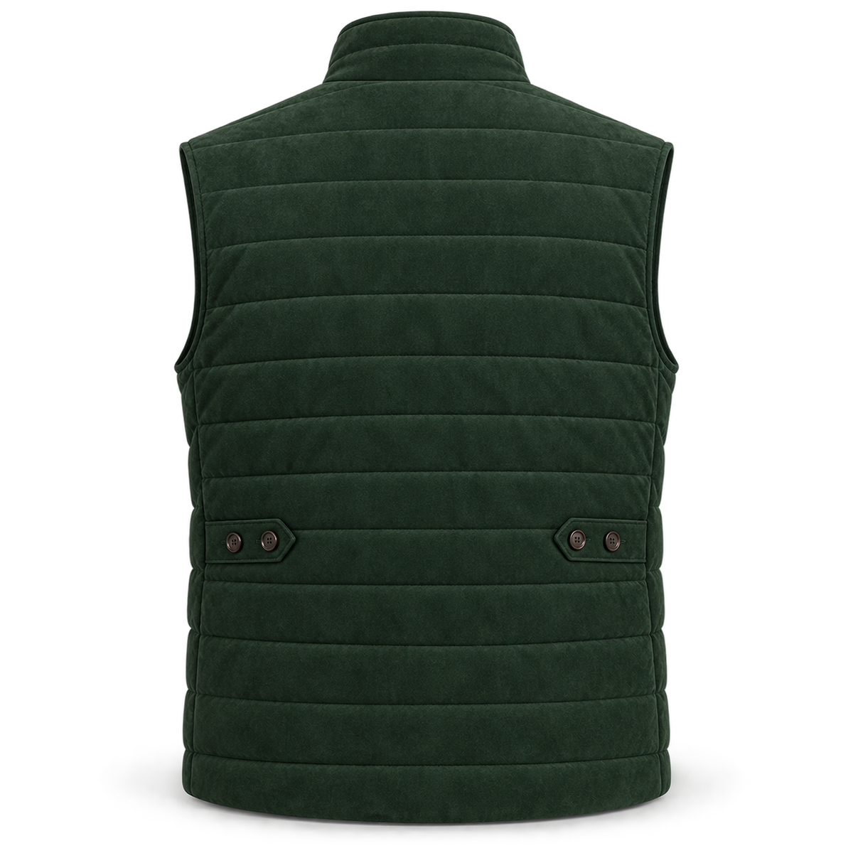 Men’s Premium Green Quilted Zip-Up Original Suede Leather Vest Coat
