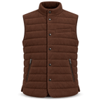 Men’s Premium Brown Quilted Stand-Collar Original Suede Leather Vest Coat