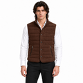 Men’s Premium Brown Quilted Stand-Collar Original Suede Leather Vest Coat