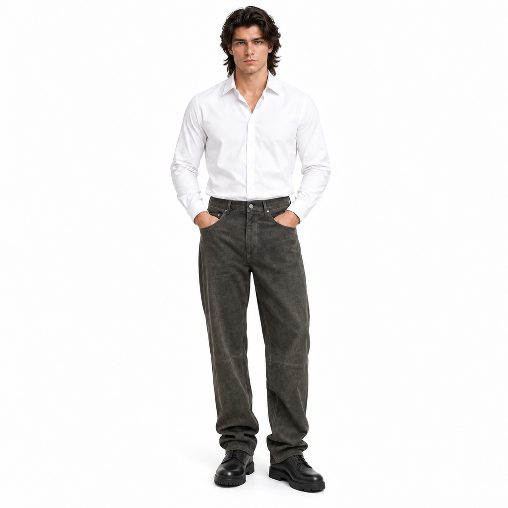 Men’s Premium Original Grey Suede Leather Pant