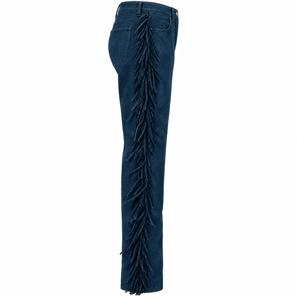 Men Premium Original Blue Suede Leather Fringe Pant