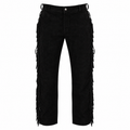 Men Premium Original Black Suede Leather Fringe Pant