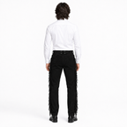 Men Premium Original Black Suede Leather Fringe Pant
