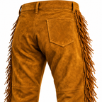 Men Brown Premium Original Suede Leather Fringe Pant