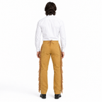 Men Beige Premium Original Suede Leather Fringe Pant