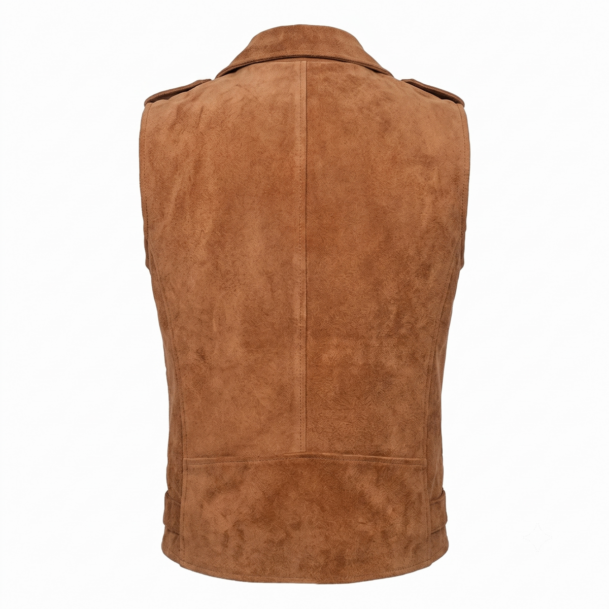 Men's Premium Brown Zip Biker Original Suede Leather Vest Coat