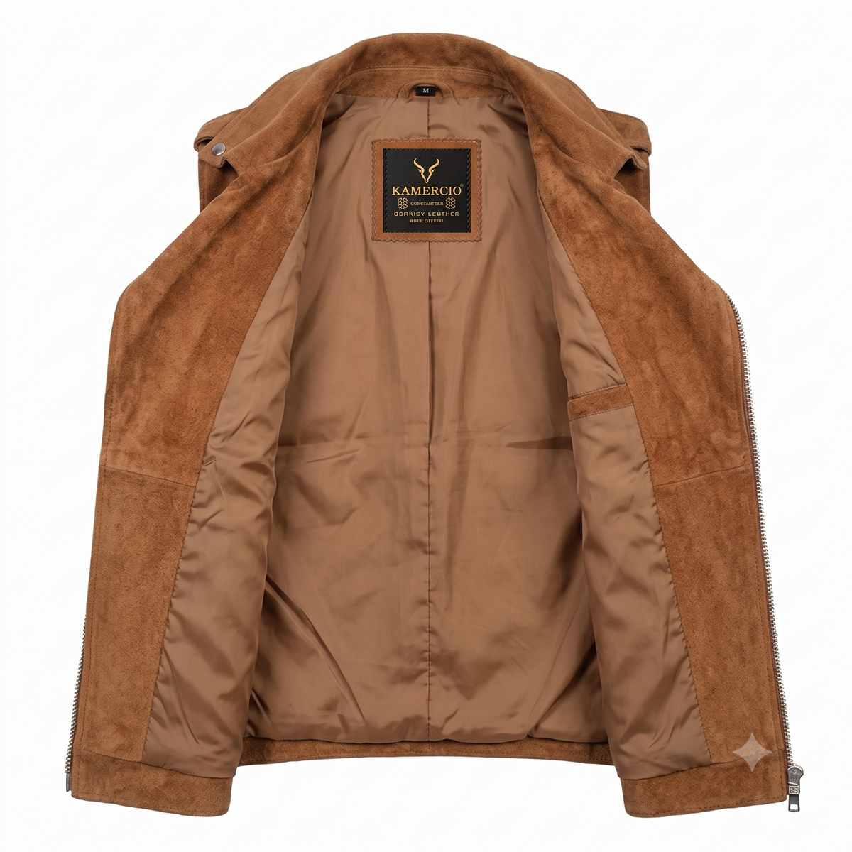 Men's Premium Brown Zip Biker Original Suede Leather Vest Coat