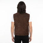 Men's Premium Dark Brown Zip-Front Original Suede Leather Vest Coat
