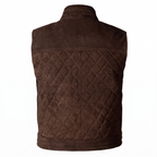 Men's Premium Dark Brown Zip-Front Original Suede Leather Vest Coat