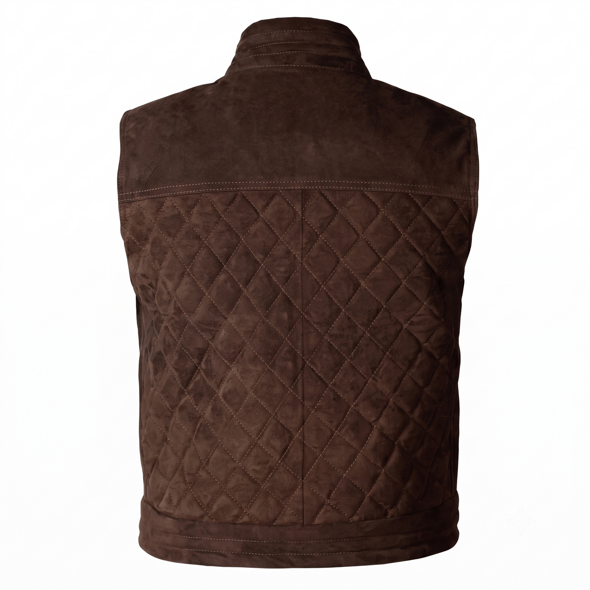 Men's Premium Dark Brown Zip-Front Original Suede Leather Vest Coat