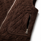 Men's Premium Dark Brown Zip-Front Original Suede Leather Vest Coat
