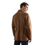 Men's Premium Brown Suede Leather Shirt — 4-Pocket Overshirt in Premium Leather