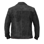 Men's Premium Black Original Suede Leather Shirt — Dual Pocket Open-Front in Premium Leather – front view – Kamercio
