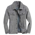 Men Premium Grey Original Suede Leather — Classic Button-Front Style