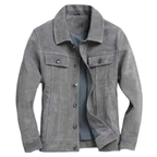 Men Premium Grey Original Suede Leather — Classic Button-Front Style
