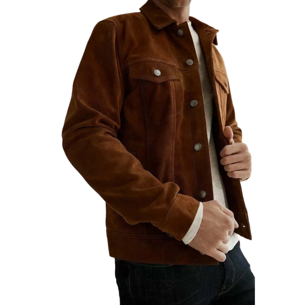 Men's Brown Original Suede Leather Shirt — Premium Leather