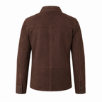 Men's Premium Brown Original Suede Leather Shirt — Dual Chest Pockets
