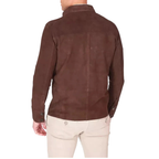Men's Premium Brown Original Suede Leather Shirt — Dual Chest Pockets