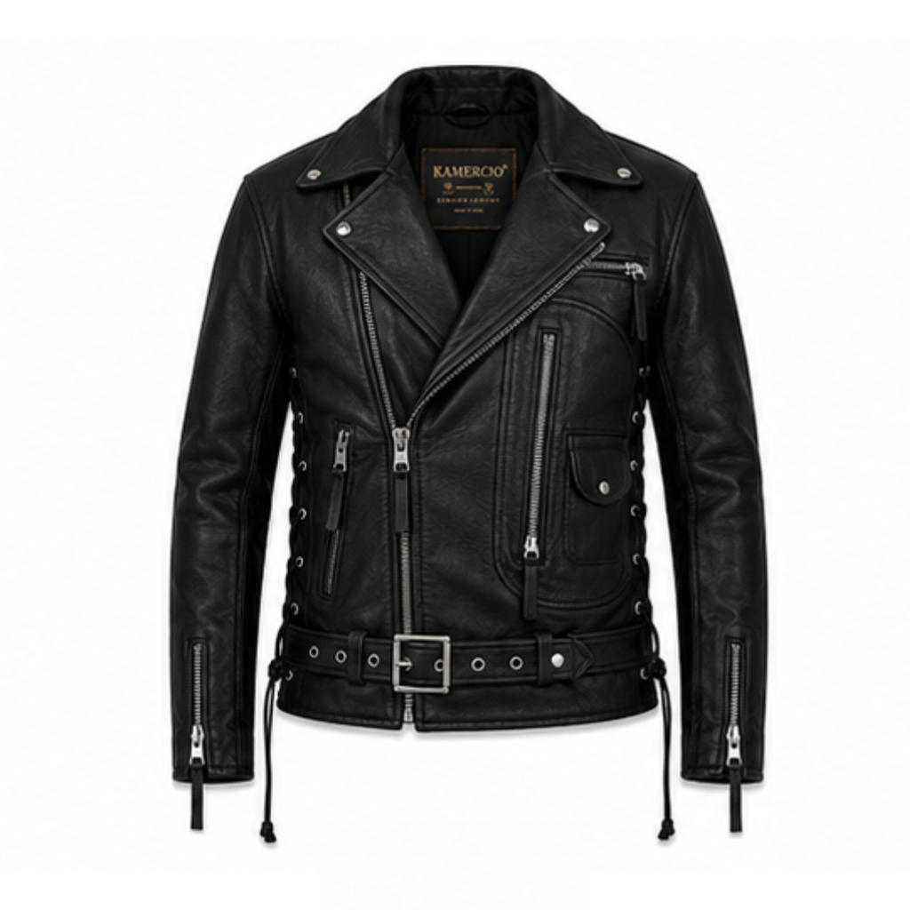 T2 Biker Leather Jacket — Iconic Motorcycle Style in Premium Leather