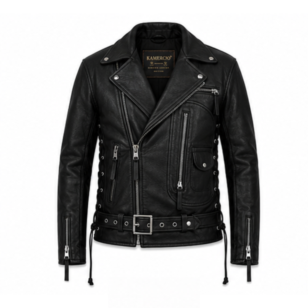T2 Biker Leather Jacket — Iconic Motorcycle Style in Premium Leather