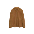 Men's Tan Suede Shirt Jacket - Front View