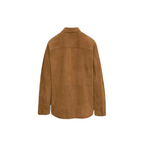 Men's Premium Brown Original Suede Leather Shirt — Clean Minimalist Overshirt in Premium Leather