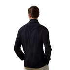 Men's Premium Navy Blue Suede Leather Shirt — Dual Pocket Overshirt in Premium Leather