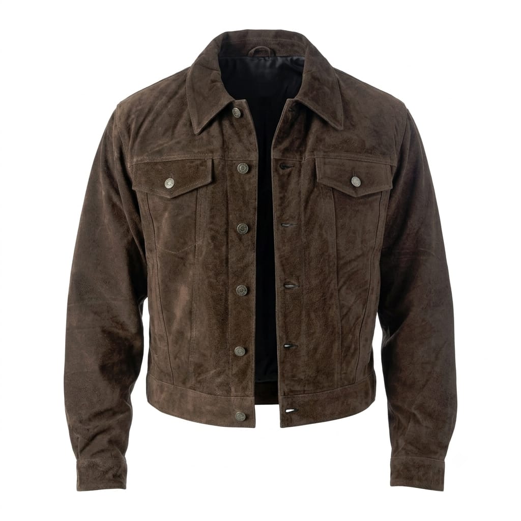 Men's Premium Dark Brown Original Suede Leather Shirt — Dual Pocket Western Style in Premium Leather