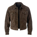 Men's Premium Dark Brown Original Suede Leather Shirt — Dual Pocket Western Style in Premium Leather