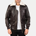 Men's Dark Brown Lambskin Leather Flight Bomber Jacket