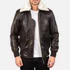 Men's Dark Brown Lambskin Leather Flight Bomber Jacket