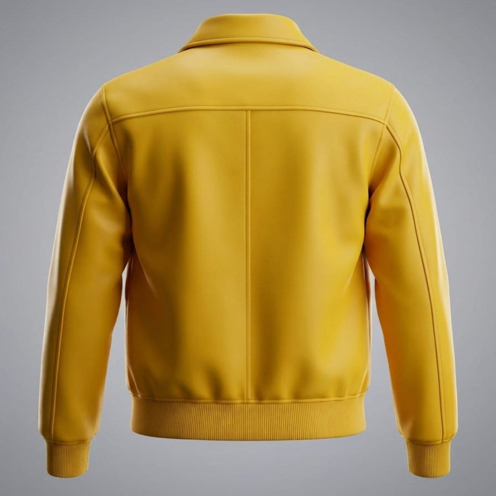 Men's Yellow Zip-Up Premium Original Leather Jacket