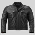 Men's Black Snap-Button Premium Original Leather Jacket