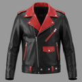 Men's Black & Red Two-Tone Biker Original Premium Leather Jacket