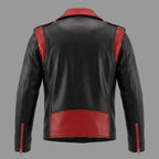 Men's Black & Red Two-Tone Biker Original Premium Leather Jacket
