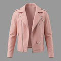 Men's Blush Pink Original Premium Lambskin Leather Asymmetric Biker Jacket with Epaulettes