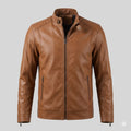 Men's Brown Washed Lambskin Original Leather Racer Jacket