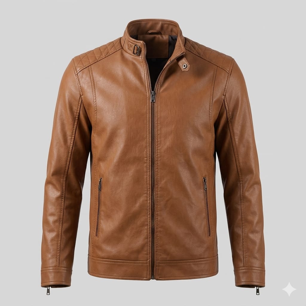 Men's Brown Washed Lambskin Original Leather Racer Jacket