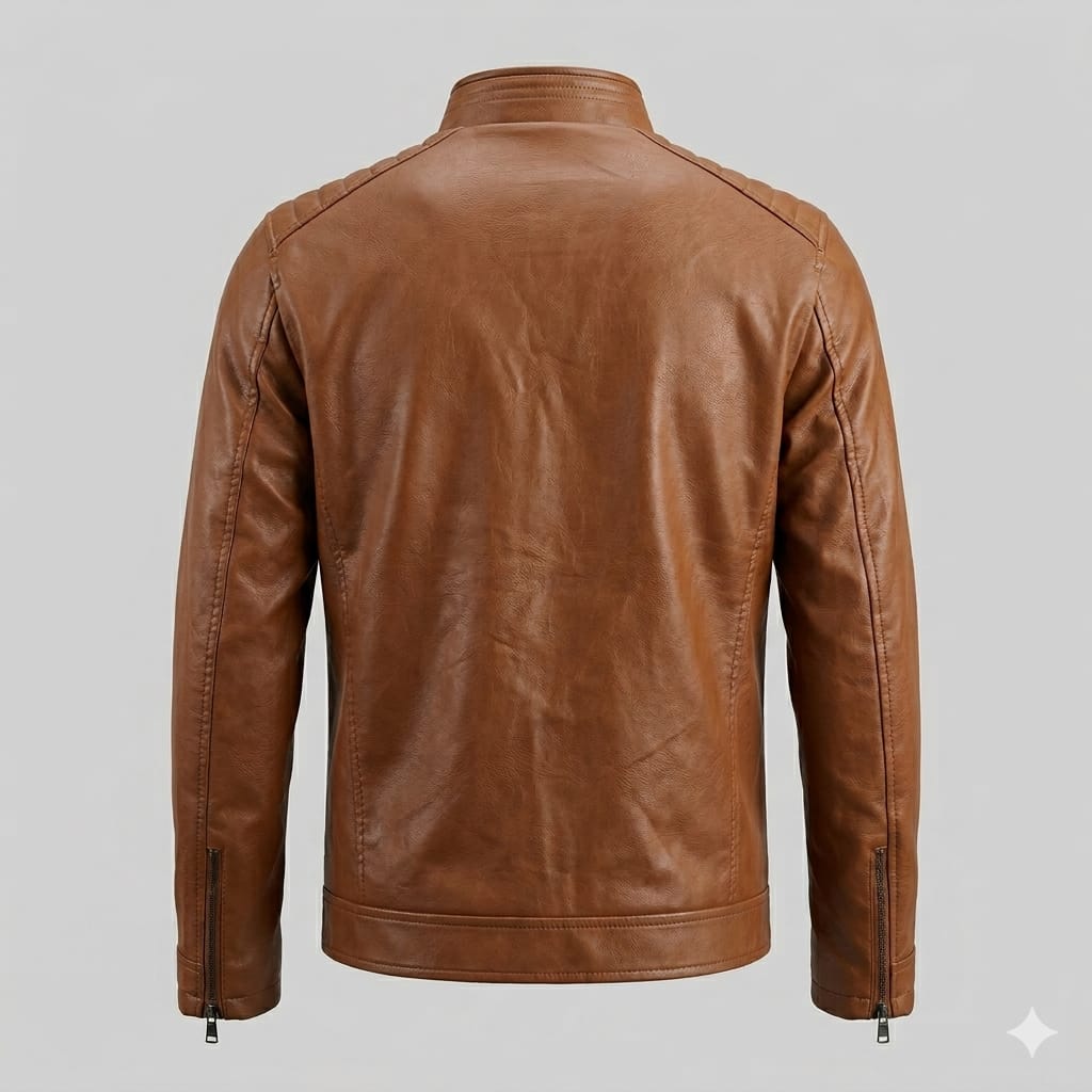 Men's Brown Washed Lambskin Original Leather Racer Jacket