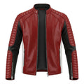 Men's Red, Black & White Colour-Block Original Premium Leather Biker Jacket
