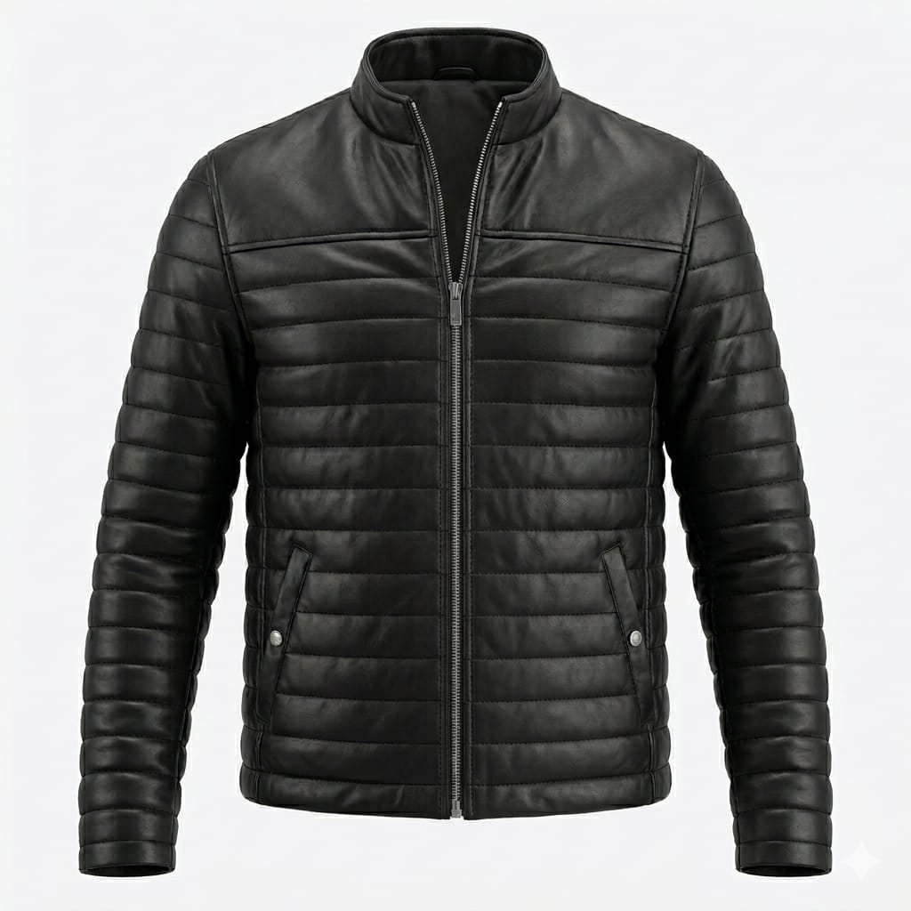 Men's Black Original Premium Horizontal Quilted Leather Jacket